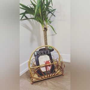 Bamboo rattan magazine rack